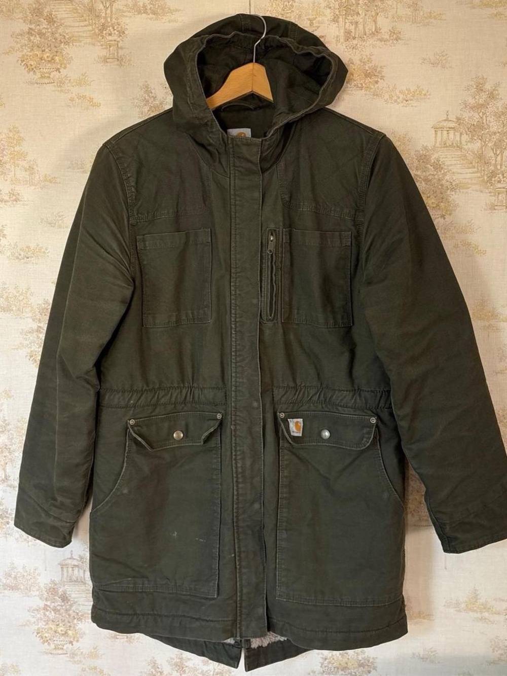 Carhartt Olive Green Crawford Sherpa-Lined Utility Jacket Gorpcore Outdoor M